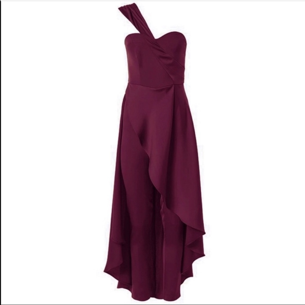 EUC: One Shoulder Stretch Jumpsuit with Skirt. M - Picture 2 of 5